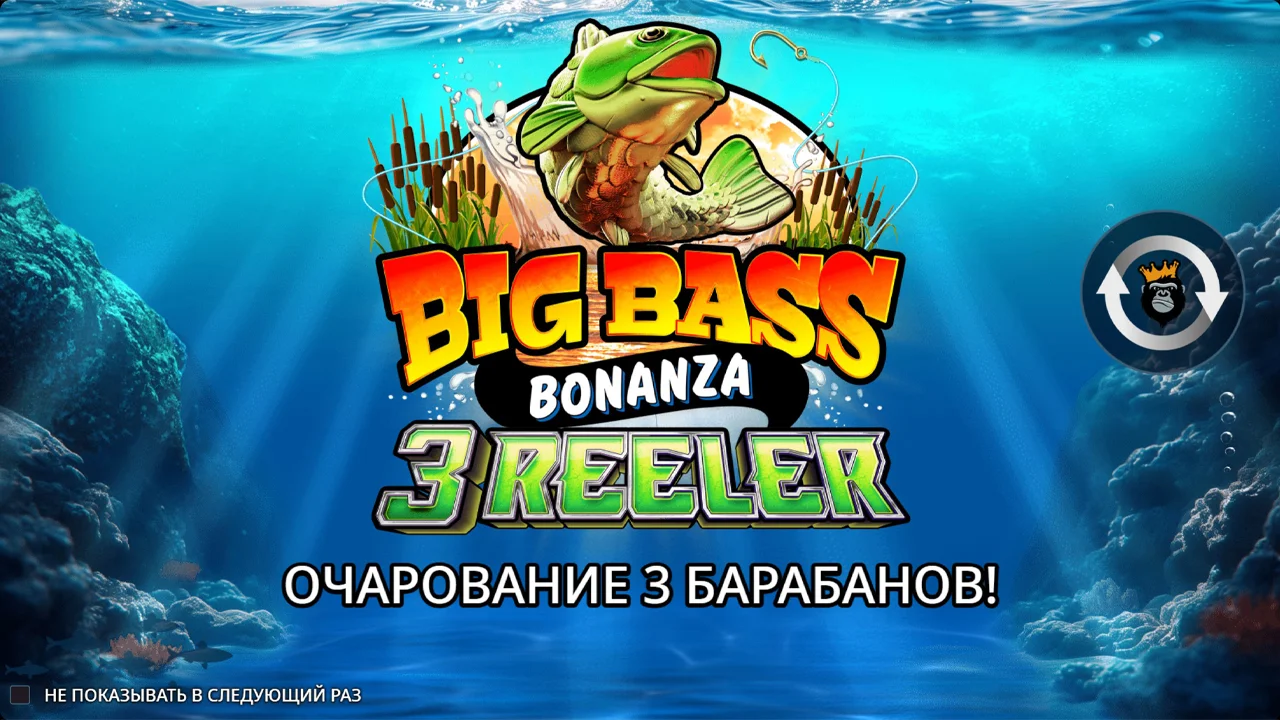 Сетка 3x3 с символами Big Bass, удочки и карт